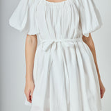 Pleated Detail Puff Sleeve Mini Dress