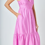 Front Button Dress with Back Bow