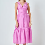 Front Button Dress with Back Bow