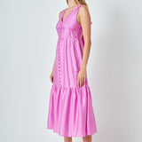 Front Button Dress with Back Bow
