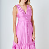 Front Button Dress with Back Bow
