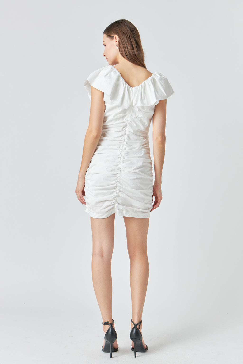 Balloon Ruffle Pleated Mini Dress