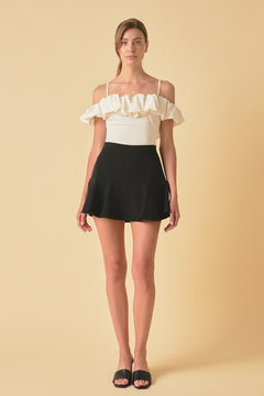 Flounce Mini Skort with Waist Tie