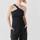 Asymmetrical One-Shoulder Knit Tank Top