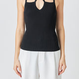 Strap Detail Fitted Knit Top