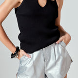 Strap Detail Fitted Knit Top