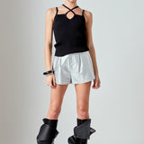 Strap Detail Fitted Knit Top