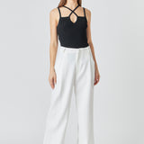 Strap Detail Fitted Knit Top