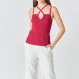 Strap Detail Fitted Knit Top