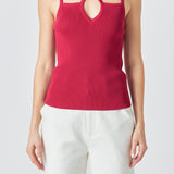 Strap Detail Fitted Knit Top