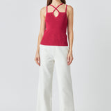 Strap Detail Fitted Knit Top