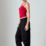 Strap Detail Fitted Knit Top