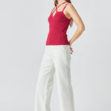 Strap Detail Fitted Knit Top