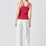 Strap Detail Fitted Knit Top