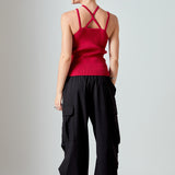 Strap Detail Fitted Knit Top