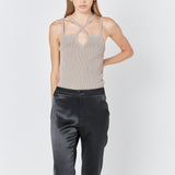 Strap Detail Fitted Knit Top