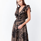 Animal Printed Ruffled Maxi Dress