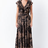 Animal Printed Ruffled Maxi Dress