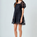 Floral Embroidery Babydoll Dress