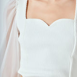 Organza Sleeve Knit Top