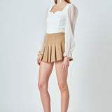 Organza Sleeve Knit Top