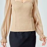 Organza Sleeve Knit Top