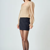 Organza Sleeve Knit Top