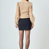 Organza Sleeve Knit Top