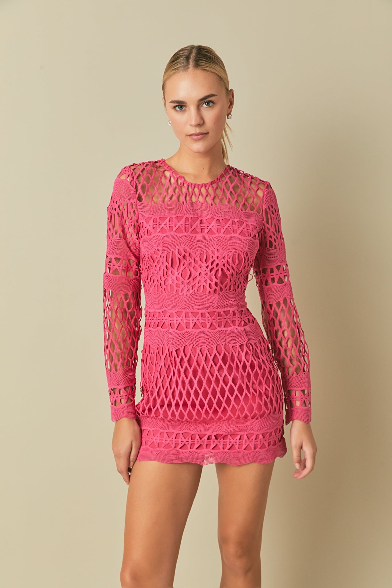 Long Sleeve Crochet Mini Dress – Endless Rose