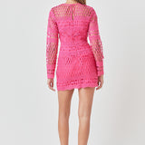 Long Sleeve Crochet Mini Dress