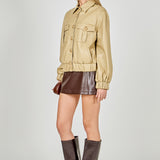 Faux Leather Jacket with Gold Buttons