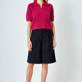 Short-Sleeve Collared Sweater