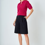 Short-Sleeve Collared Sweater