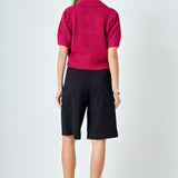 Short-Sleeve Collared Sweater