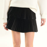 Shiny Pu Pleated Mini Skirt