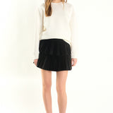 Shiny Pu Pleated Mini Skirt