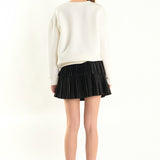 Shiny Pu Pleated Mini Skirt