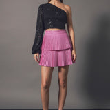 Shiny Pu Pleated Mini Skirt