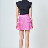 Shiny Pu Pleated Mini Skirt