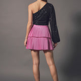 Shiny Pu Pleated Mini Skirt