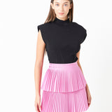 Shiny Pu Pleated Mini Skirt