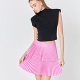 Shiny Pu Pleated Mini Skirt