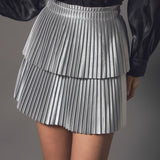 Shiny Pu Pleated Mini Skirt