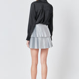 Shiny Pu Pleated Mini Skirt