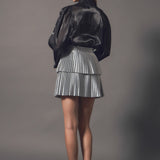 Shiny Pu Pleated Mini Skirt