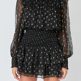 Gold Dot Printed Mini Dress