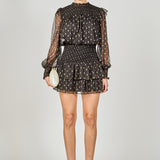 Gold Dot Printed Mini Dress