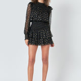 Gold Dot Printed Mini Dress