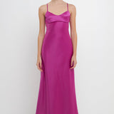 ENDLESS ROSE - Satin Cut-Out Maxi Dress - DRESSES available at Objectrare