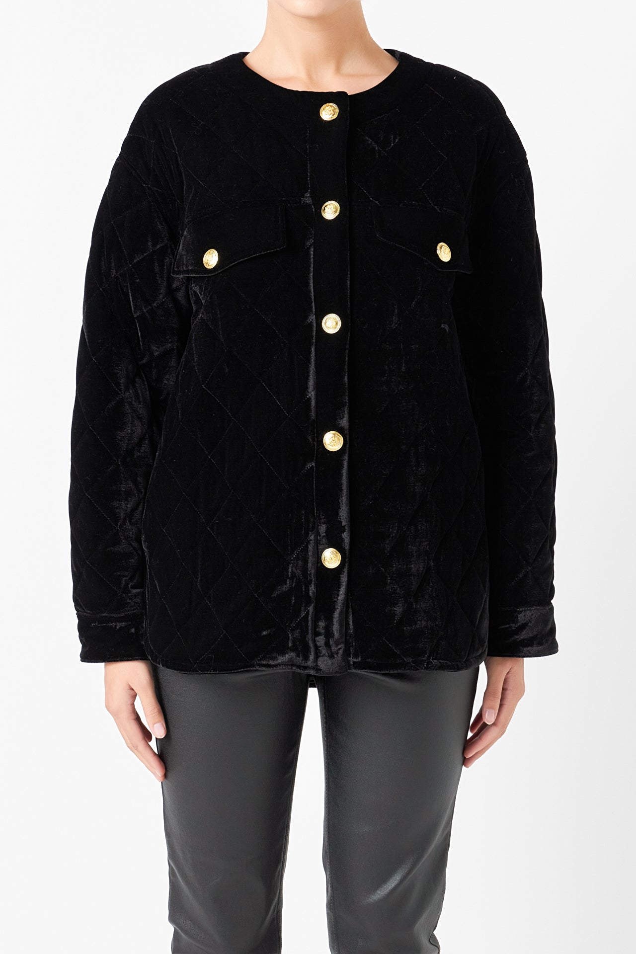 Endless Rose - Premium Oversized Quilted Velvet Jacket - Jackets in Women's Clothing available at endlessrose.com